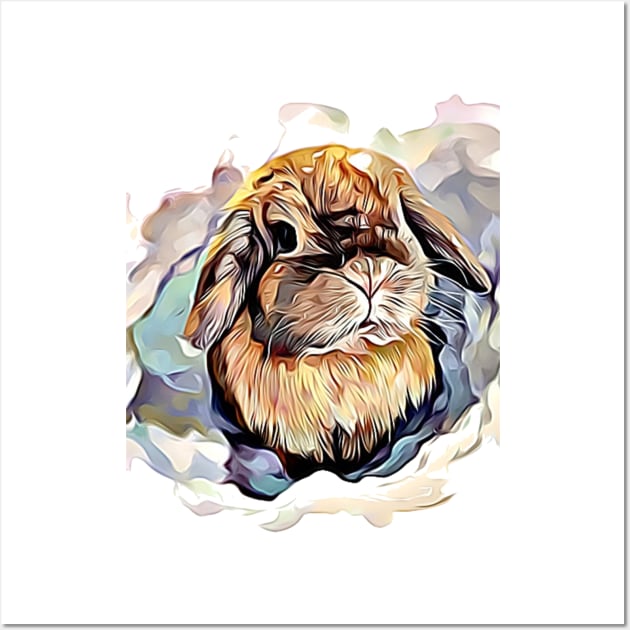 Cute Bunny Rabbit Watercolor Wall Art by xena